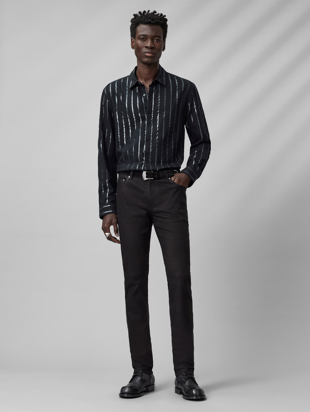 RODNEY LS SHIRT - METALLIC STRIPE