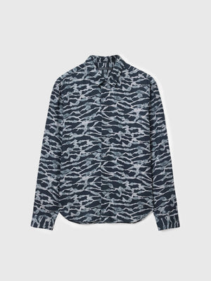 25TH: RODNEY LS COVERED PLACKET SHIRT - METALLIC STRIPE