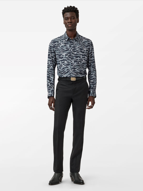 25TH: RODNEY LS COVERED PLACKET SHIRT - METALLIC STRIPE