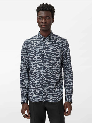 25TH: RODNEY LS COVERED PLACKET SHIRT - METALLIC STRIPE