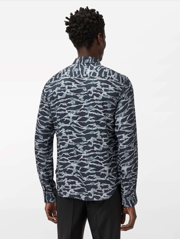 25TH: RODNEY LS COVERED PLACKET SHIRT - METALLIC STRIPE