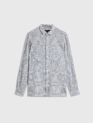 ROSS SLIM FIT LS SPORT SHIRT W/ MAUVE RECORD PRINT