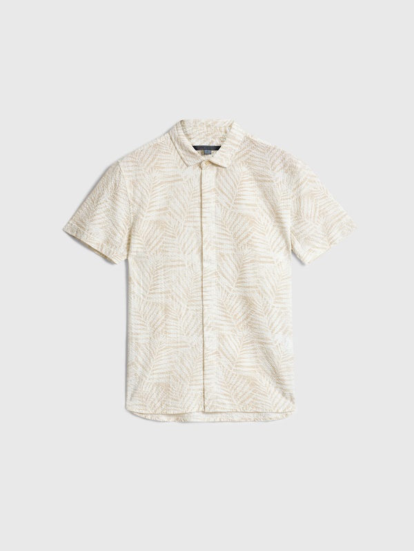 LOREN SHORT SLEEVE SHIRT IN PALM PRINT SEERSUCKER