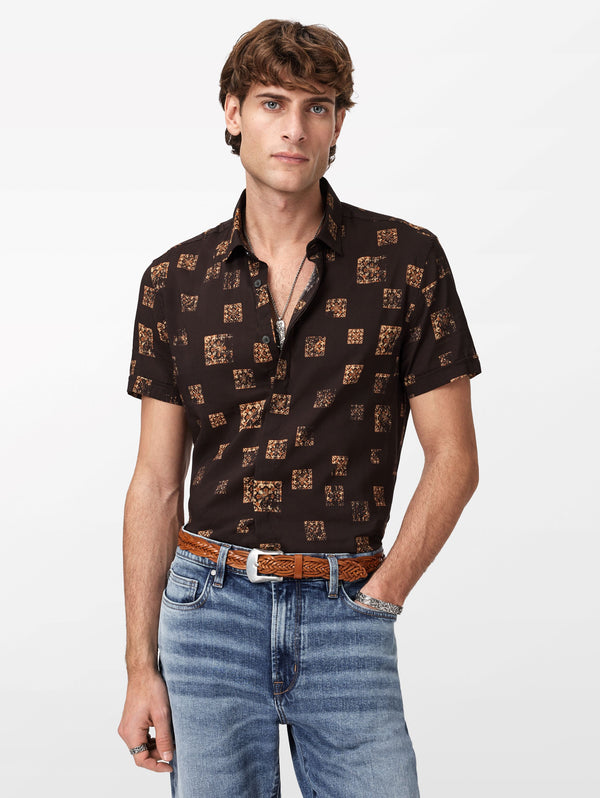 LOREN SLIM FIT SS CONCEALED FRONT SHIRT