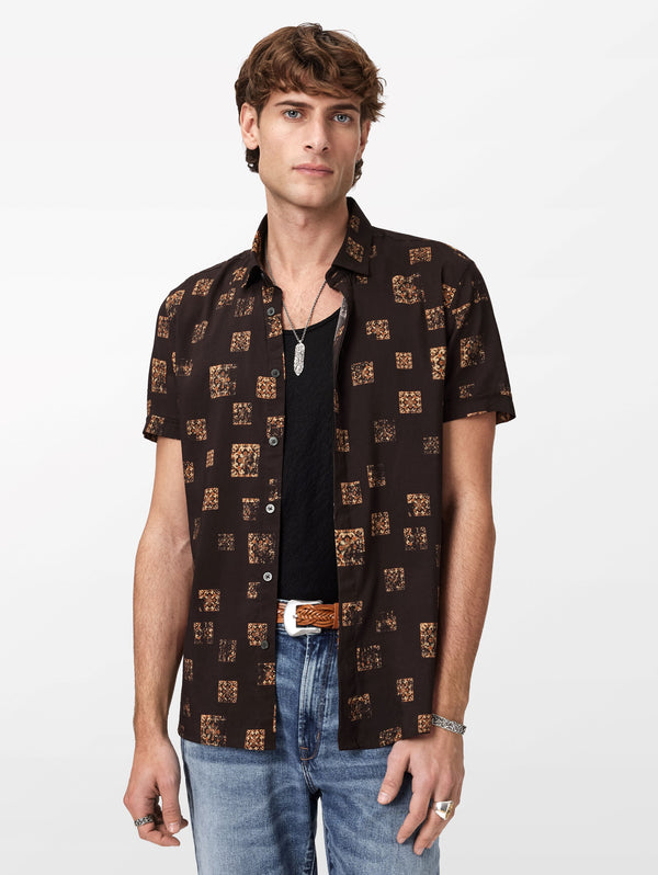 LOREN SLIM FIT SS CONCEALED FRONT SHIRT
