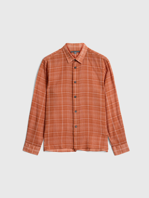 VINTON OVER SHIRT WITH STRAIGHT BOTTOM HEM , HORN BUTTONS