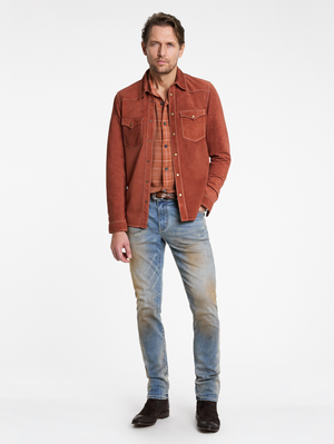 VINTON OVER SHIRT WITH STRAIGHT BOTTOM HEM , HORN BUTTONS
