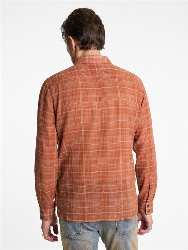 VINTON OVER SHIRT WITH STRAIGHT BOTTOM HEM , HORN BUTTONS