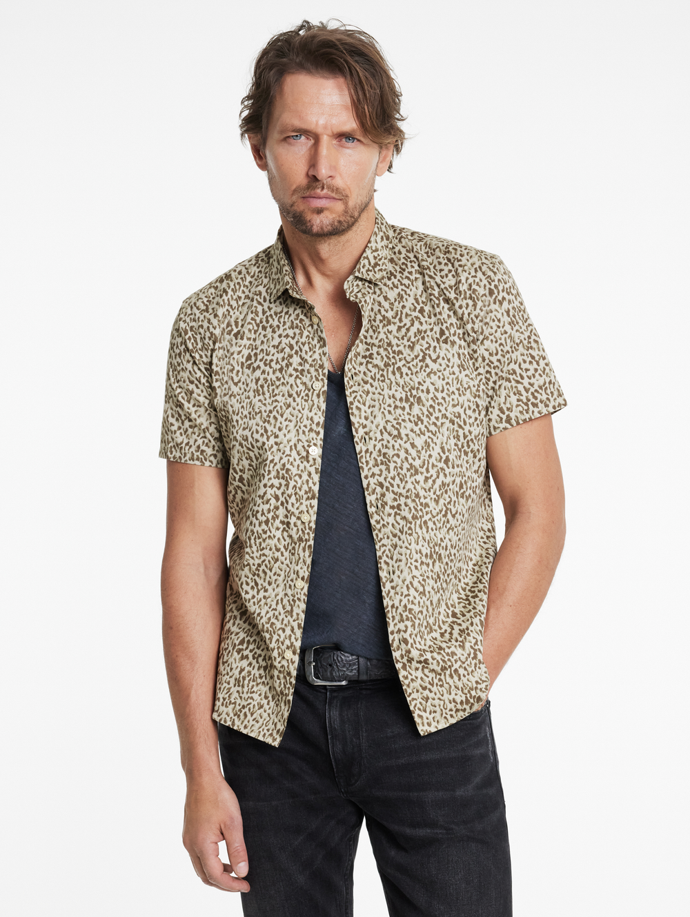 SEAN SHORT SLEEVE SHIRT IN LEO PRINT