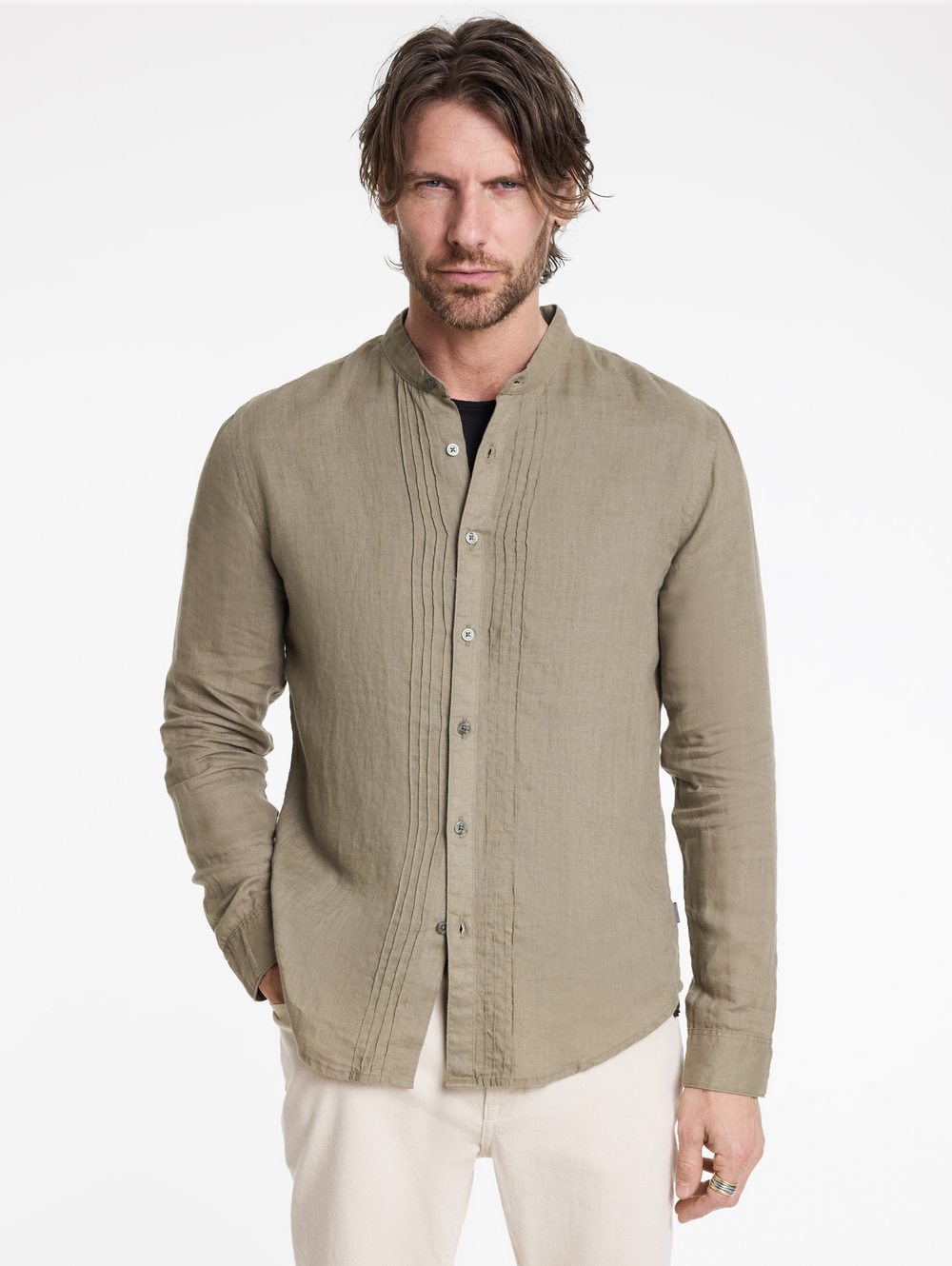 BRETT BAND COLLAR SHIRT