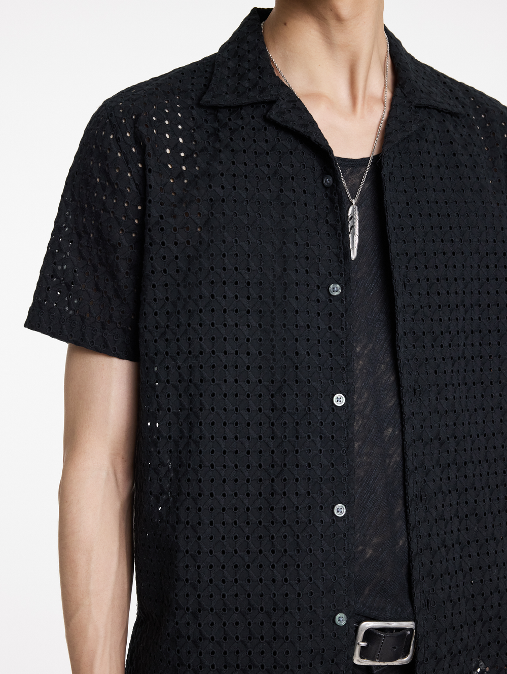 DAN CAMP COLLAR SHIRT IN EMBROIDERED FABRIC