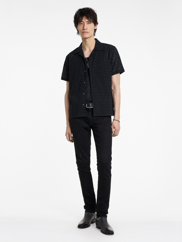 DAN CAMP COLLAR SHIRT IN EMBROIDERED FABRIC