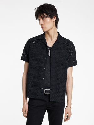 DAN CAMP COLLAR SHIRT IN EMBROIDERED FABRIC
