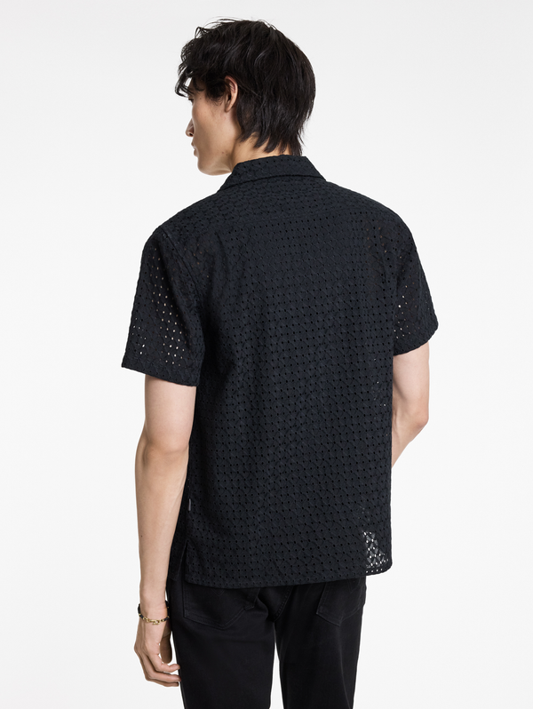 DAN CAMP COLLAR SHIRT IN EMBROIDERED FABRIC