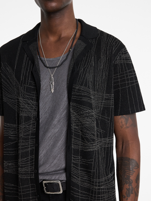 SIMON SS UNRAVELING JACQUARD CAMP COLLAR SHIRT